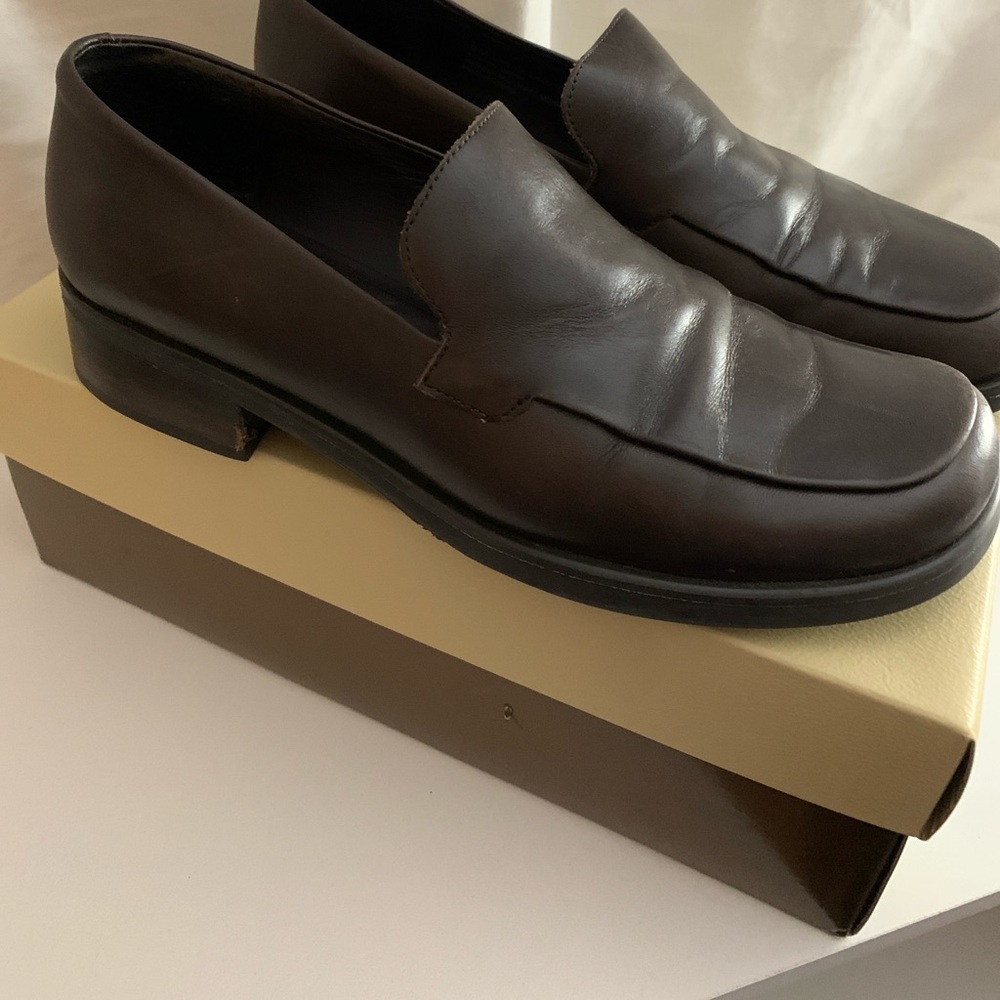 Franco Sarto Brown Leather Loafers Slip-On Shoes